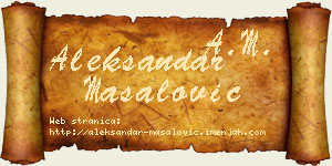 Aleksandar Masalović vizit kartica
